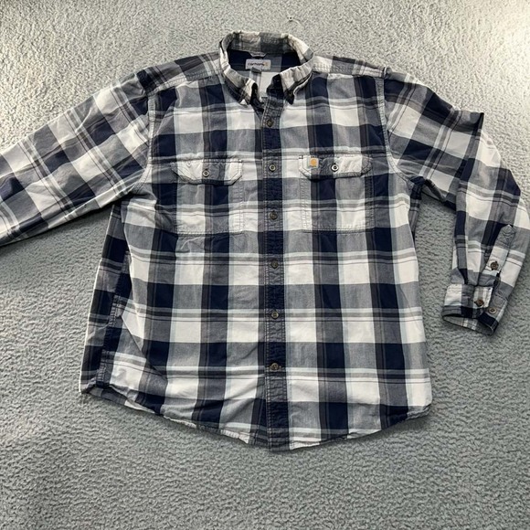 Carhartt Other - VTG Carhartt Button-Up Mens Large Plaid Flaw Cig Burn